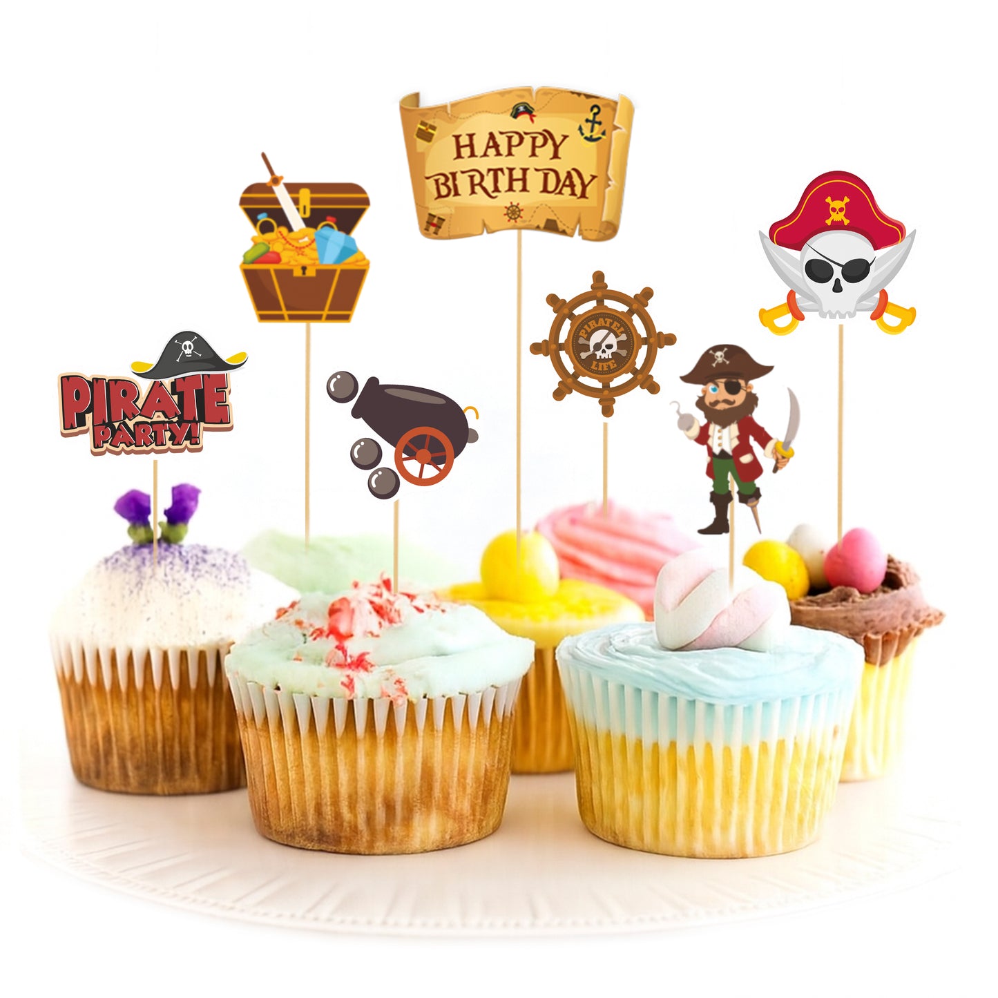 Just Party Pirates Theme Cake Topper & Photo Props / Muffin Toppers