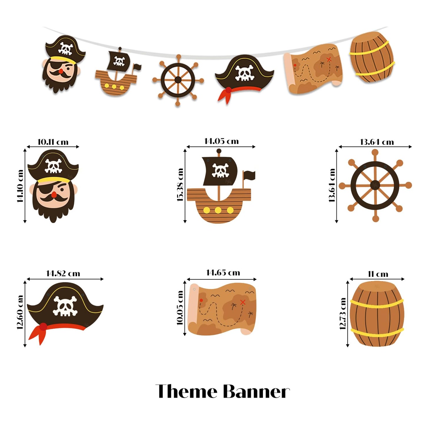 Just Party Pirates Theme Party Decoration - 37 pcs Happy Birthday Decoration Kit for Kids