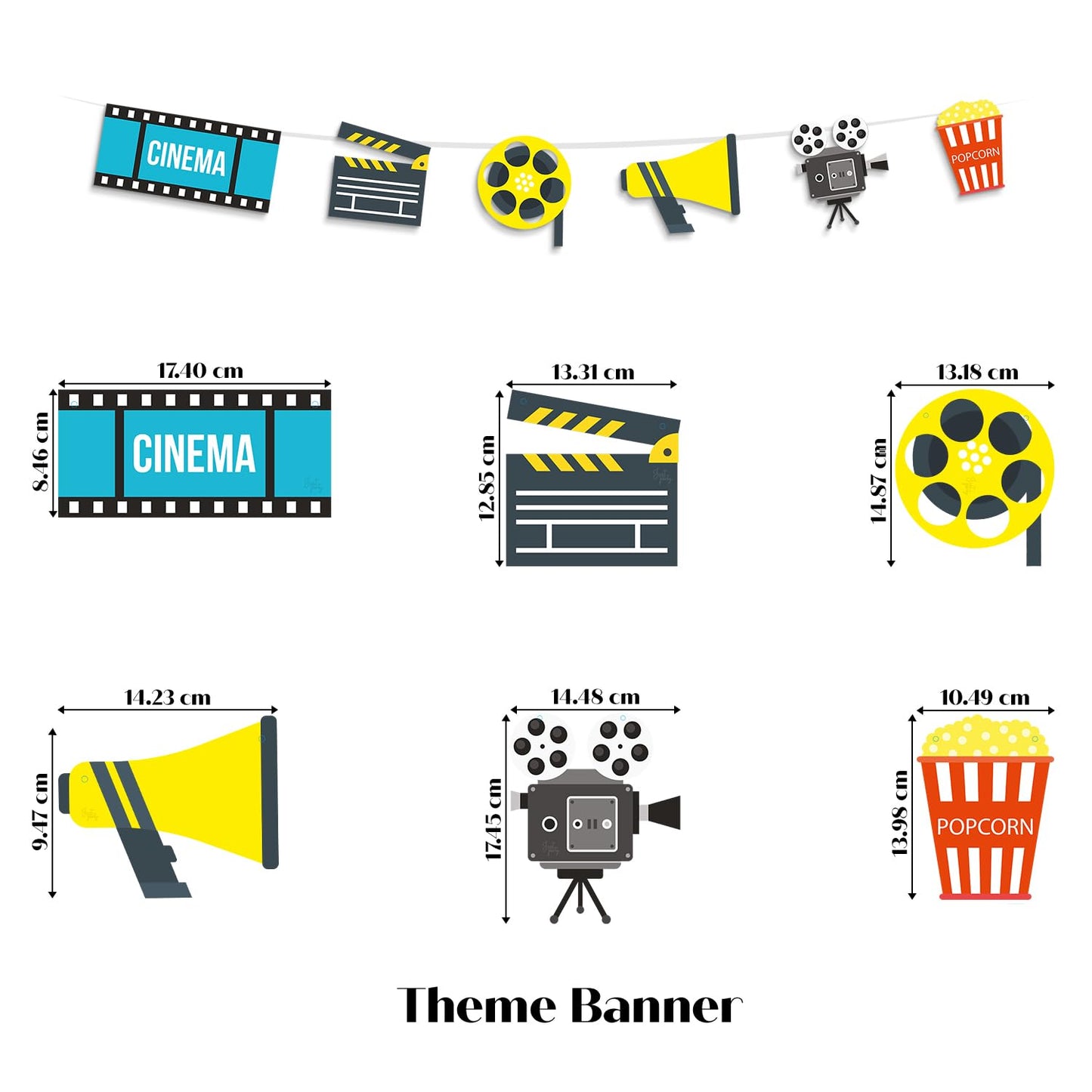 Just Party Movie Night Theme Party Decoration - 37 pcs Happy Birthday Decoration Kit for Kids