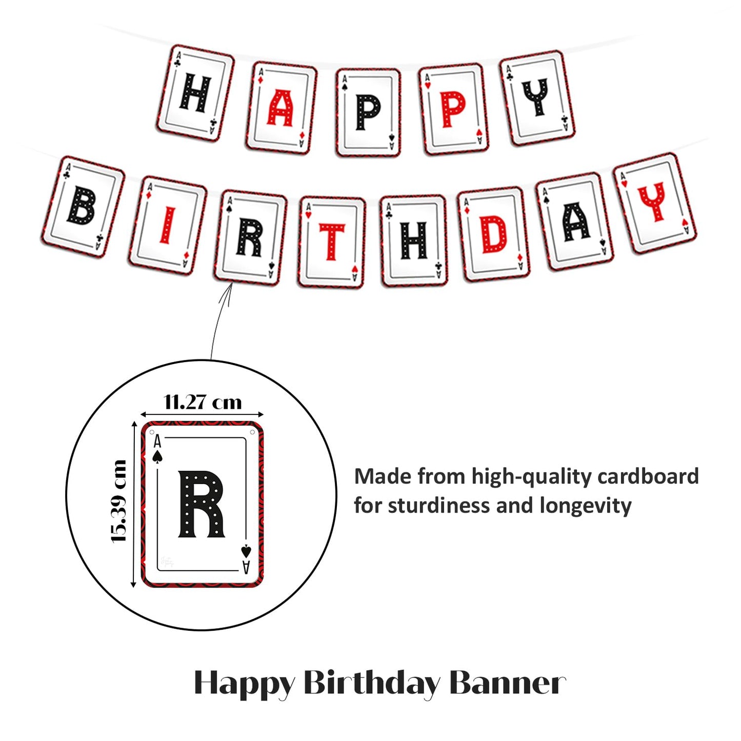 Just Party Casino Theme Party Decoration - 37 pcs Happy Birthday Decoration Kit for Adults