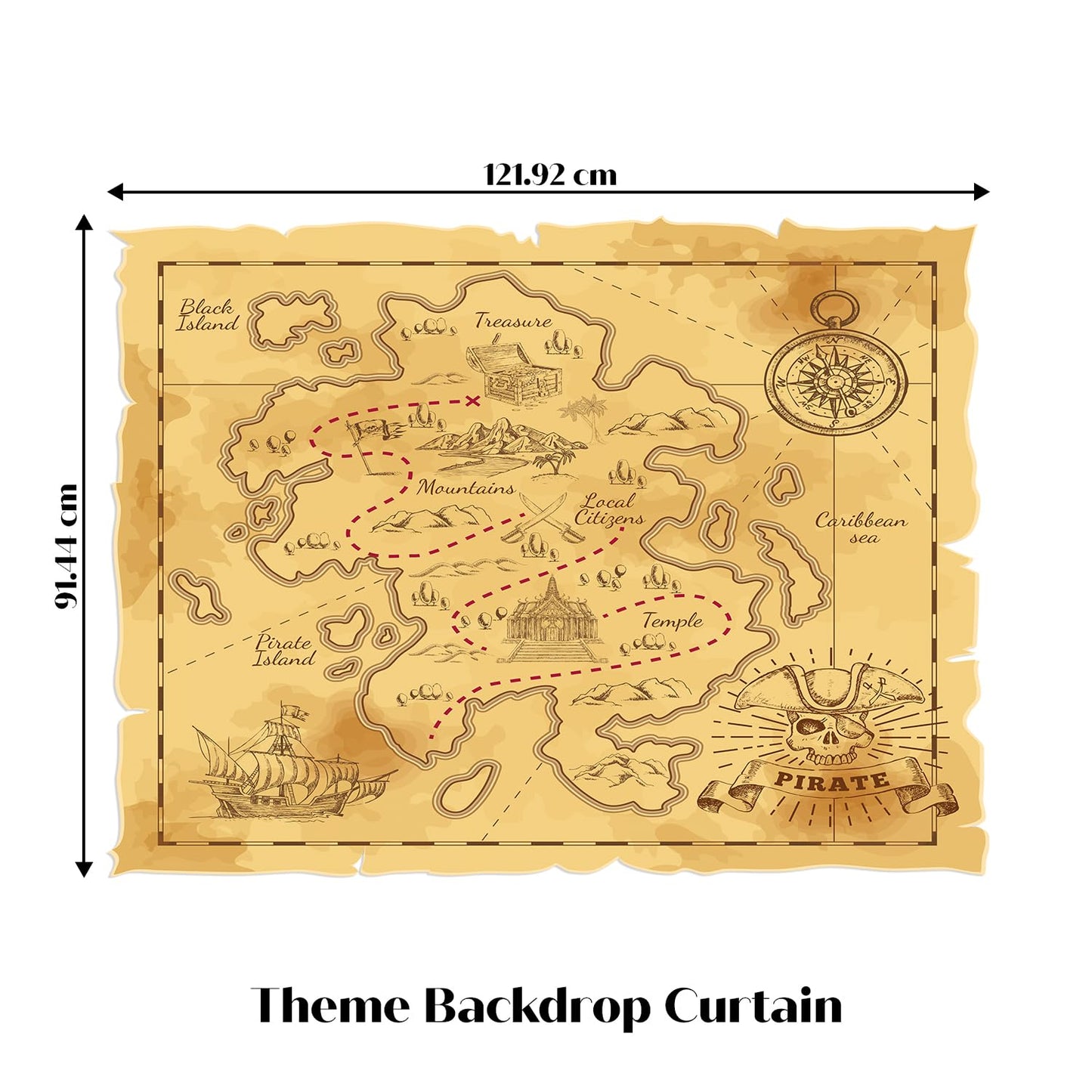 Just Party Pirate Theme Party Decoration - 100 pcs Happy Birthday Decoration Kit for Kids