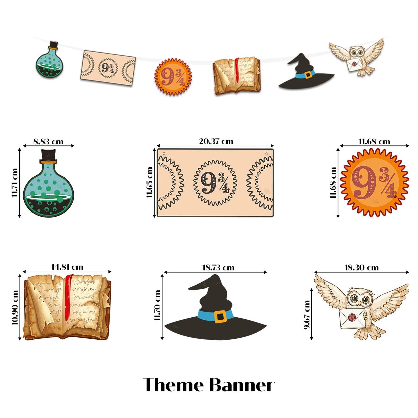 Just Party Wizard Theme Party Decoration - 37 pcs Happy Birthday Decoration Kit for Kids