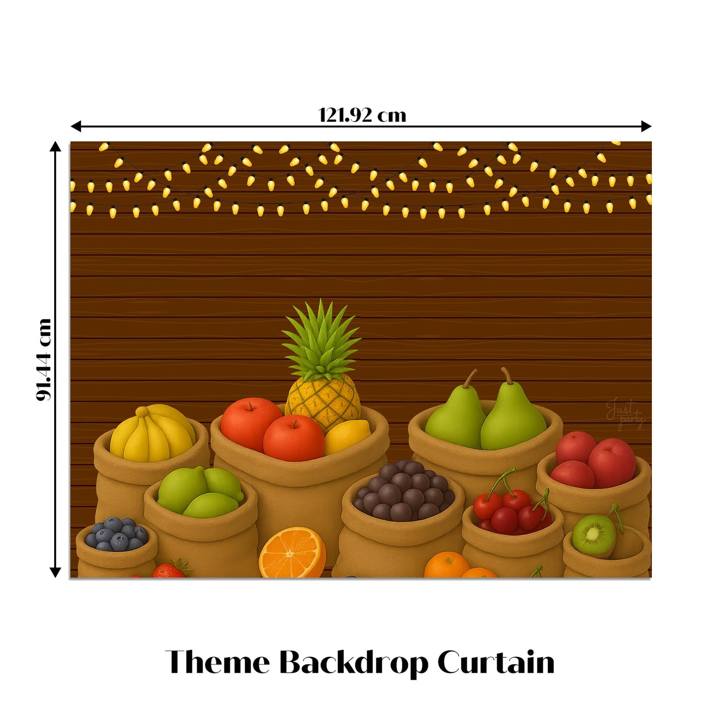Just Party Fruits Theme Party Decoration - 100 pcs Happy Birthday Decoration Kit for Kids