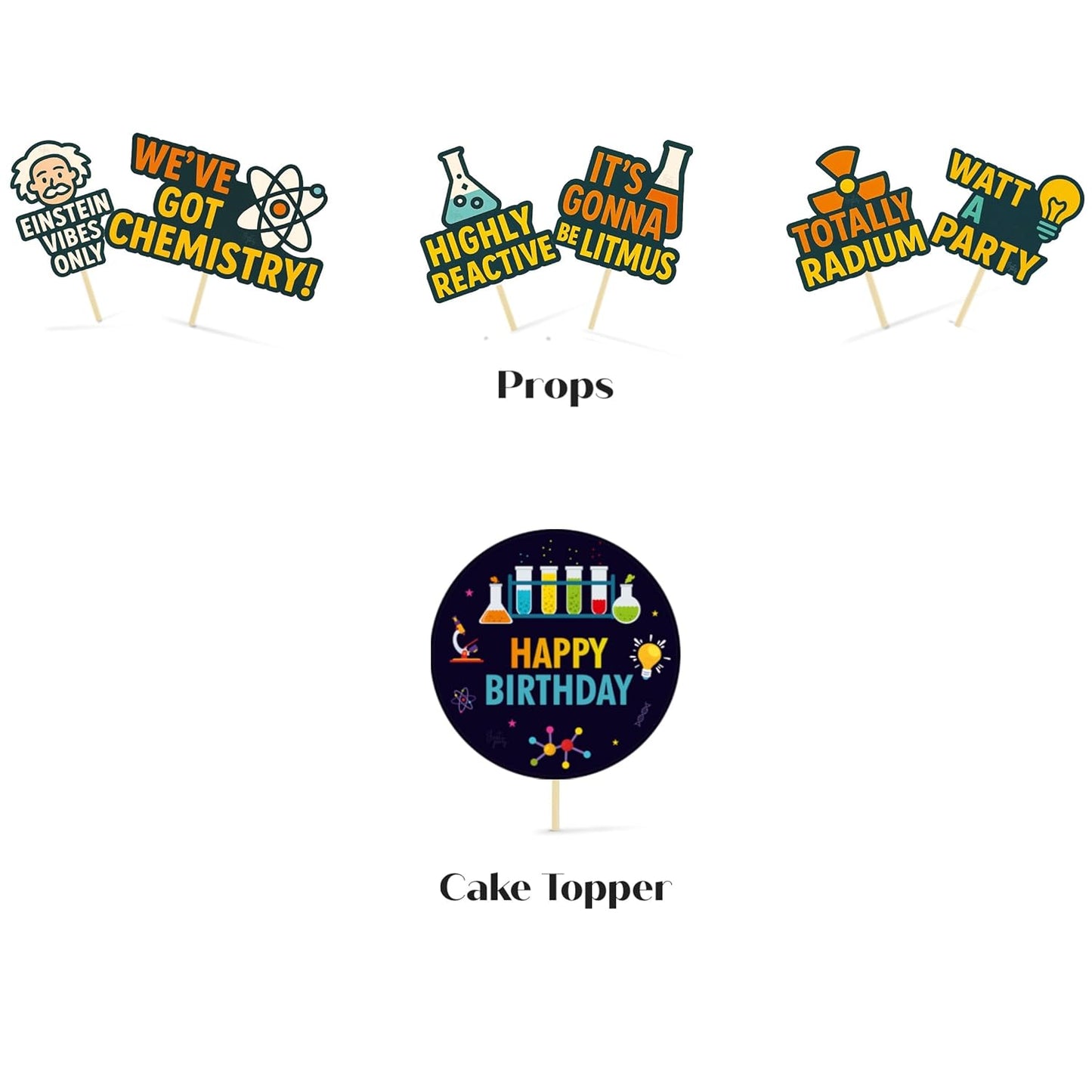 Just Party Science Theme Party Decoration - 37 pcs Happy Birthday Decoration Kit for Kids