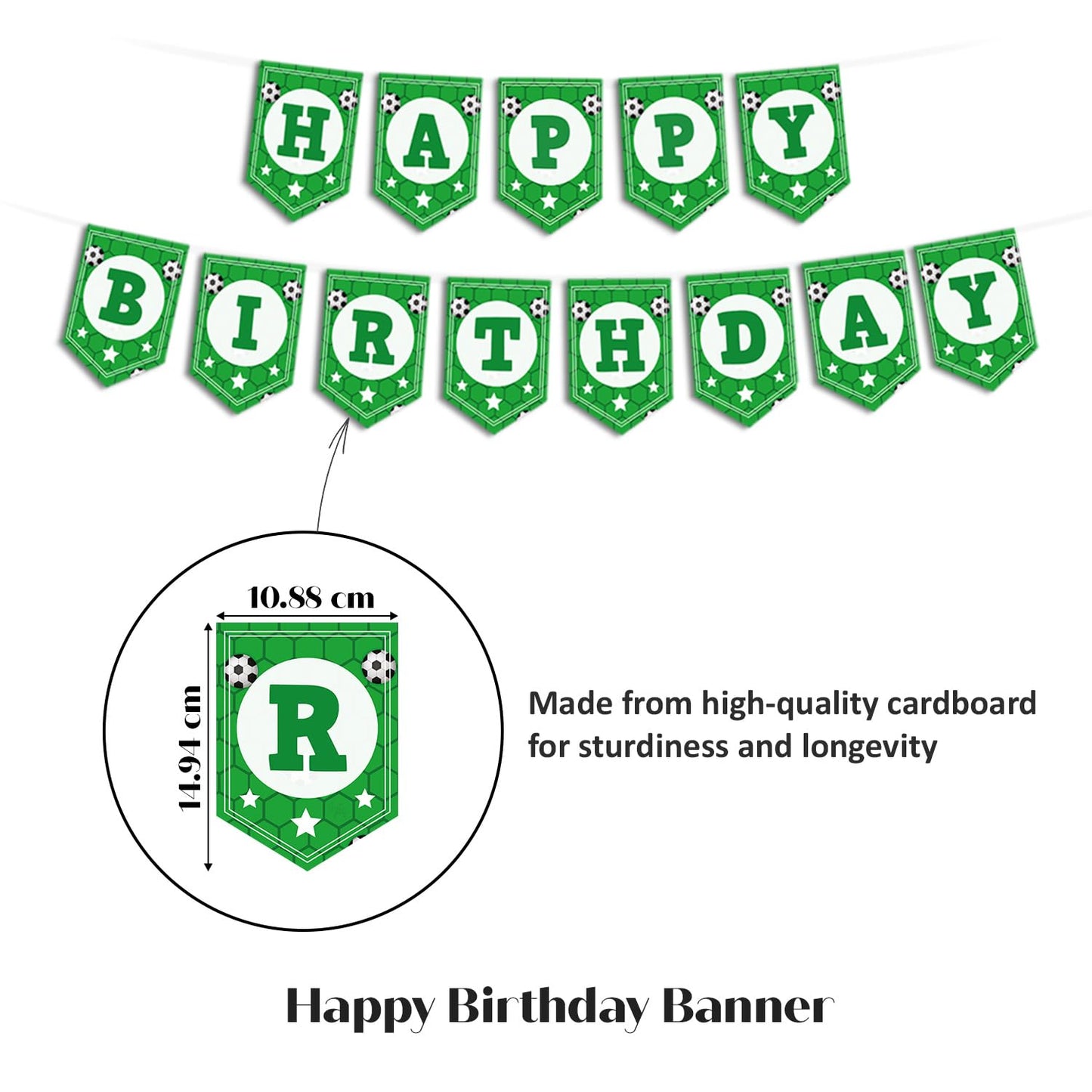 Just Party Football Theme Party Decoration - 37 pcs Happy Birthday Decoration Kit for Kids