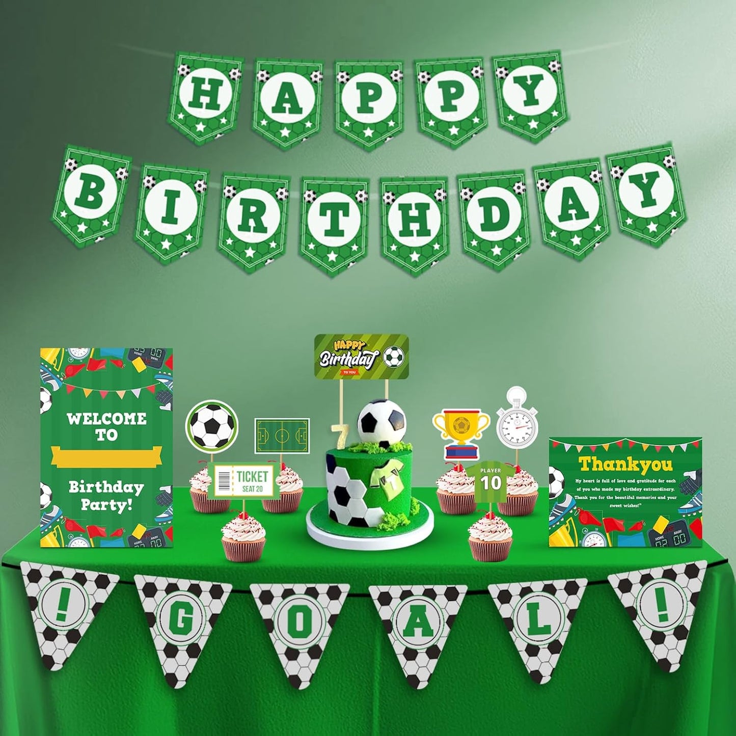 Just Party Football Theme Party Decoration - 37 pcs Happy Birthday Decoration Kit for Kids