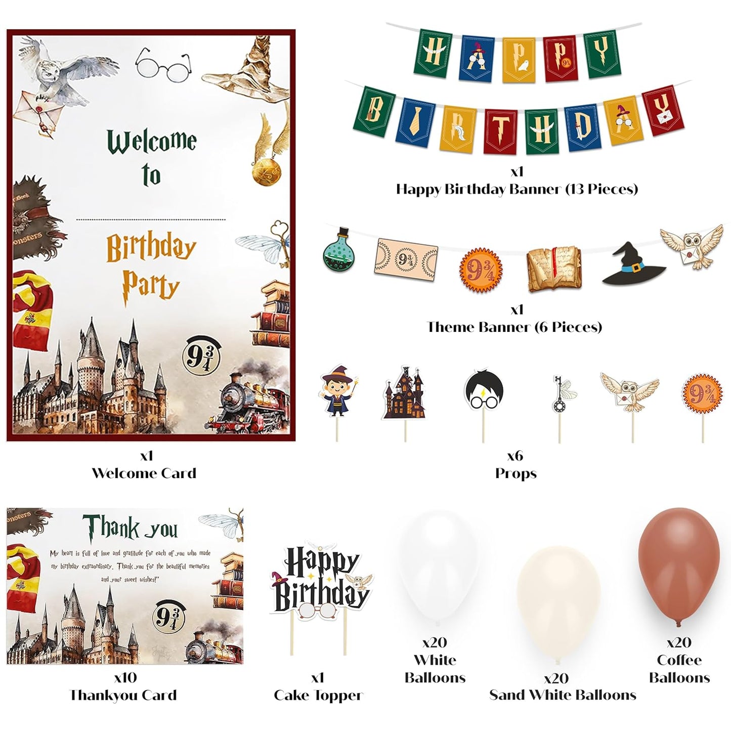 Just Party Magical Boy Theme Party Decoration - 99 pcs Happy Birthday Decoration Kit for Kids