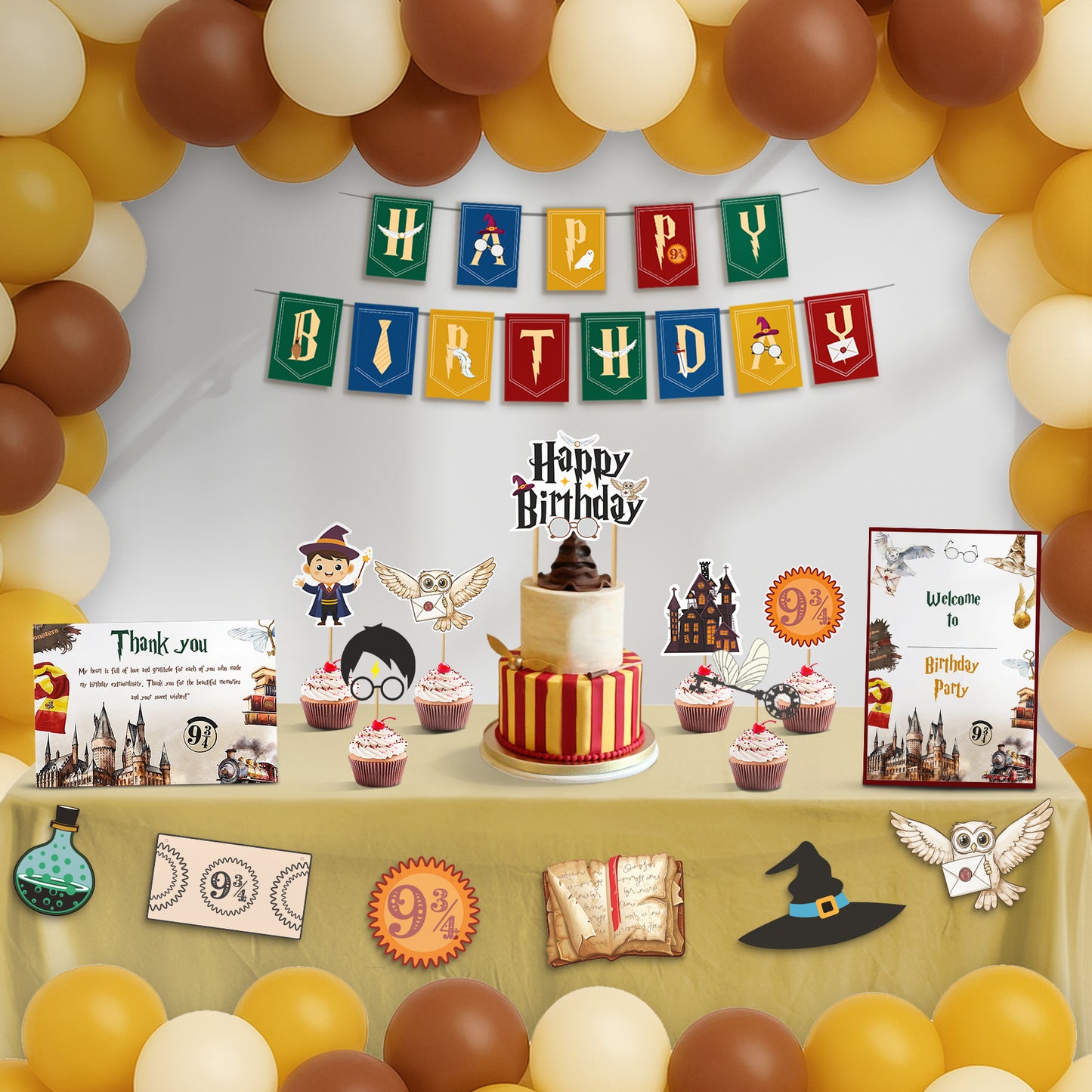Just Party Magical Boy Theme Party Decoration - 99 pcs Happy Birthday Decoration Kit for Kids