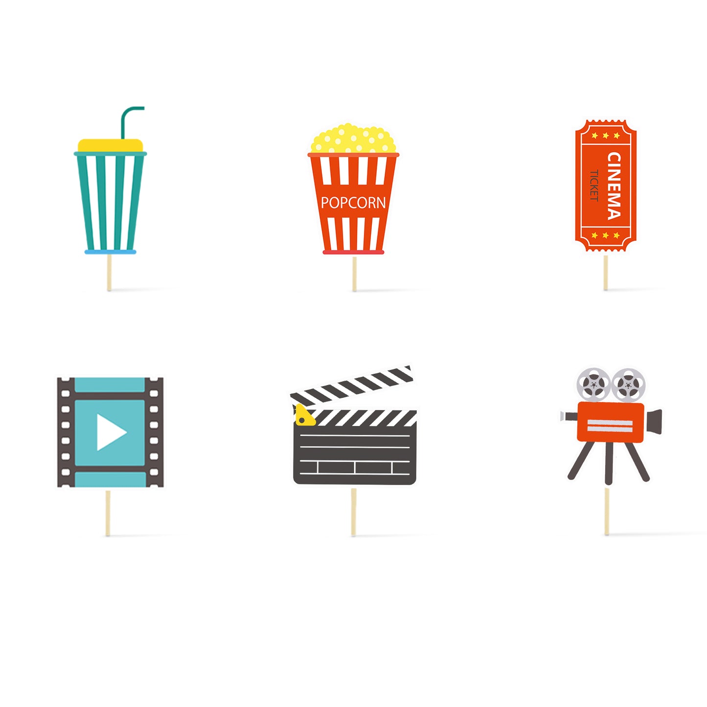 Just Party Bollywood Movie Night Theme Cake Topper & Photo Props / Muffin Toppers