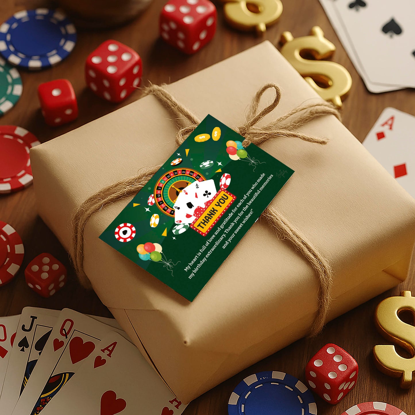 Just Party Casino Theme Thank You Cards for Return Gift (Pack of 10)