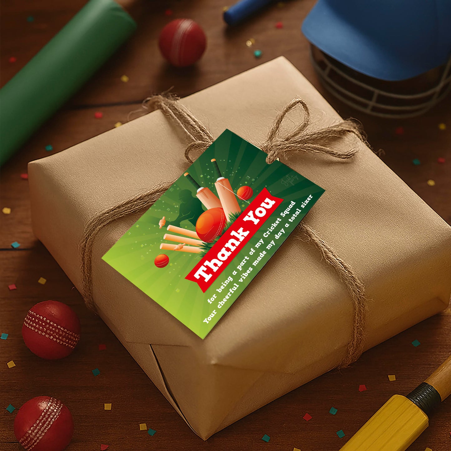 Just Party Cricket Theme Thank You Cards for Return Gift (Pack of 10)