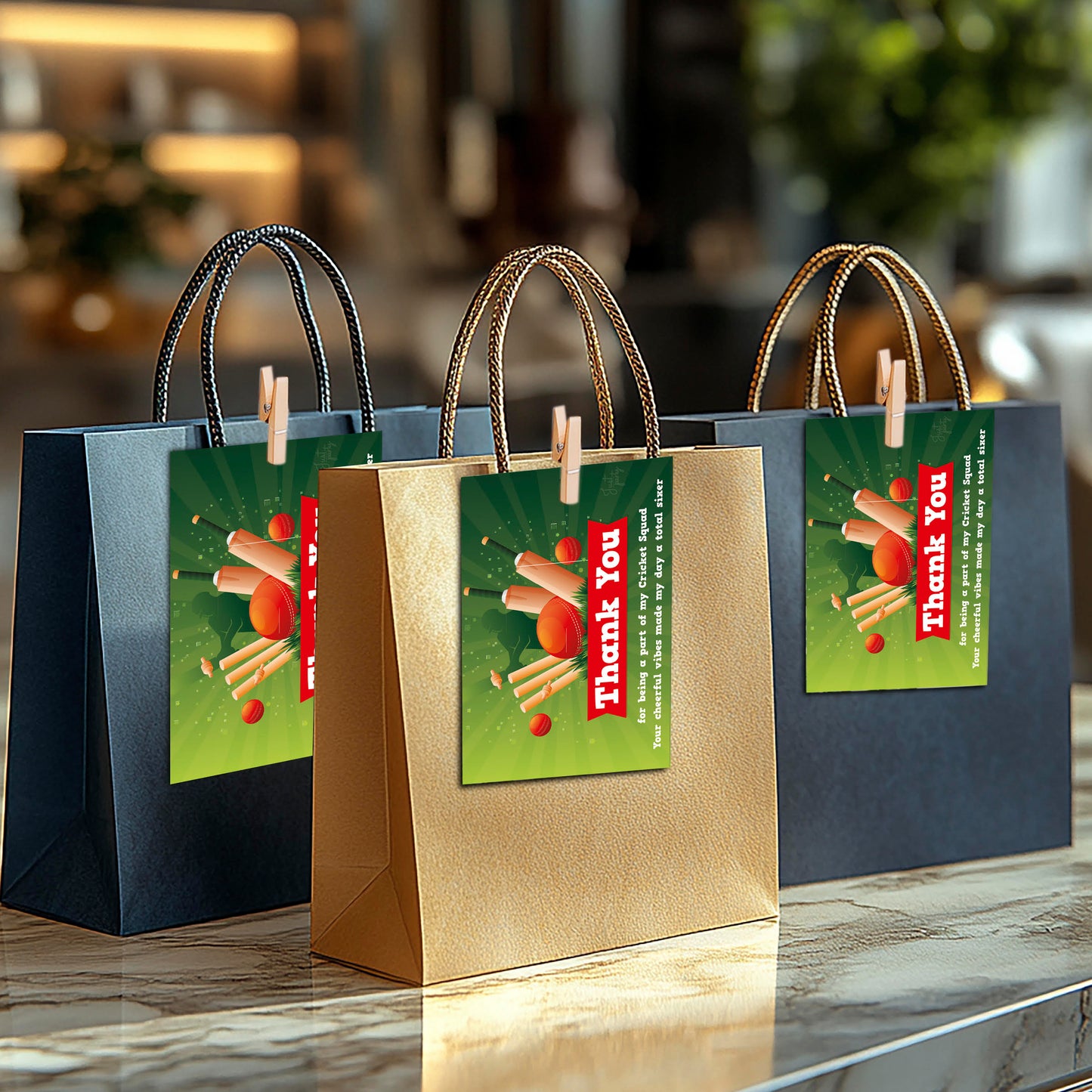 Just Party Cricket Theme Thank You Cards for Return Gift (Pack of 10)