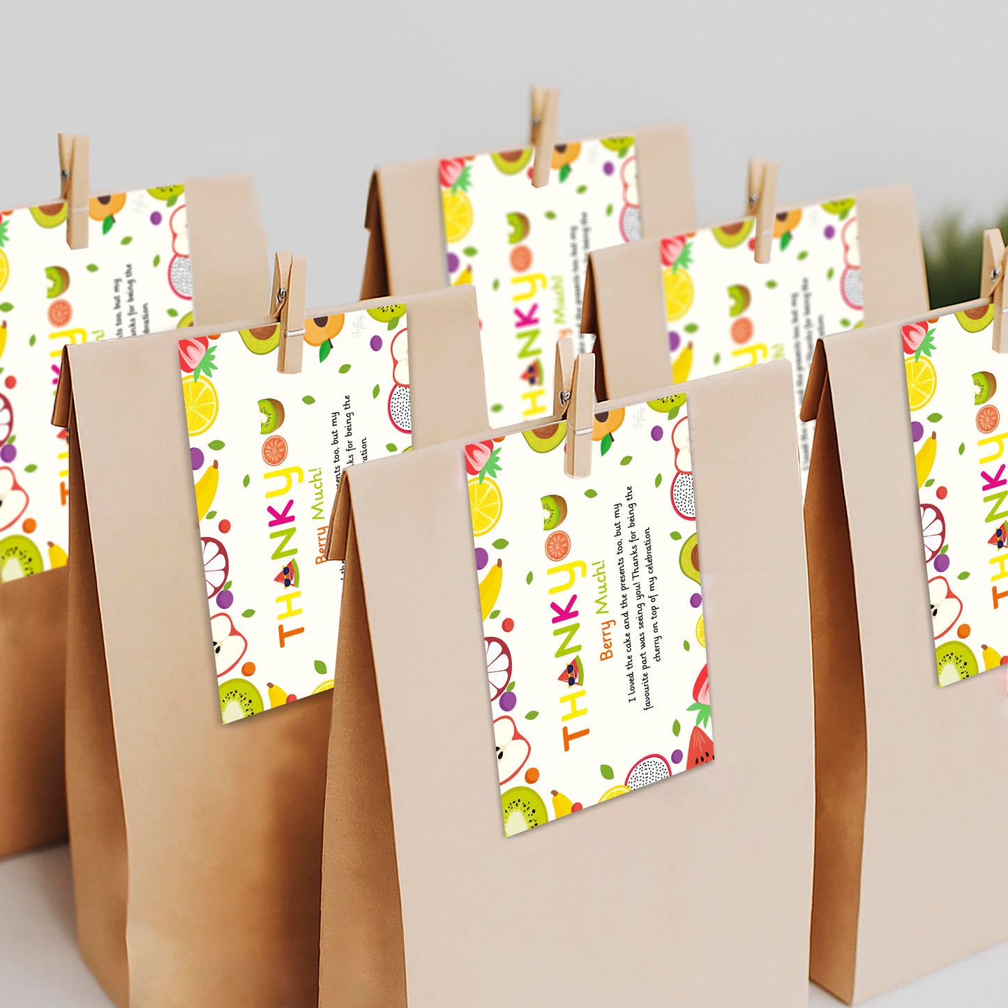 Just Party Fruits Theme Thank You Cards for Return Gift (Pack of 10)