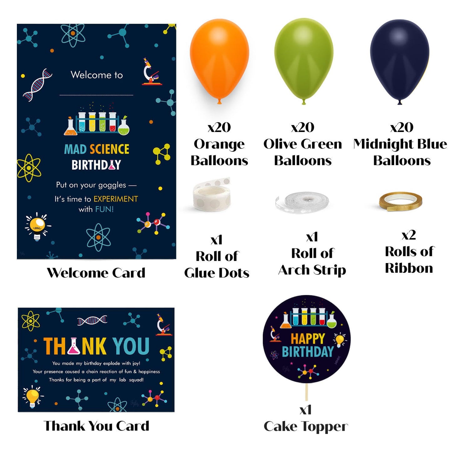 Just Party Science Theme Party Decoration - 99 pcs Happy Birthday Decoration Kit for Kids