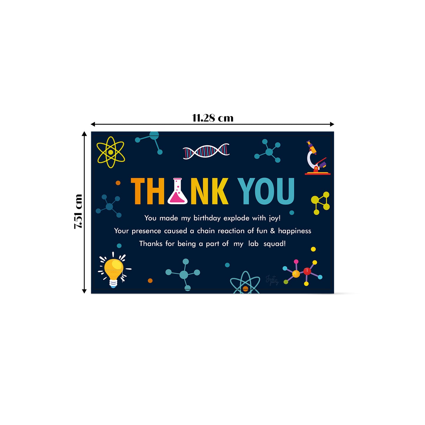 Just Party Science Theme Thank You Cards for Return Gift (Pack of 10)