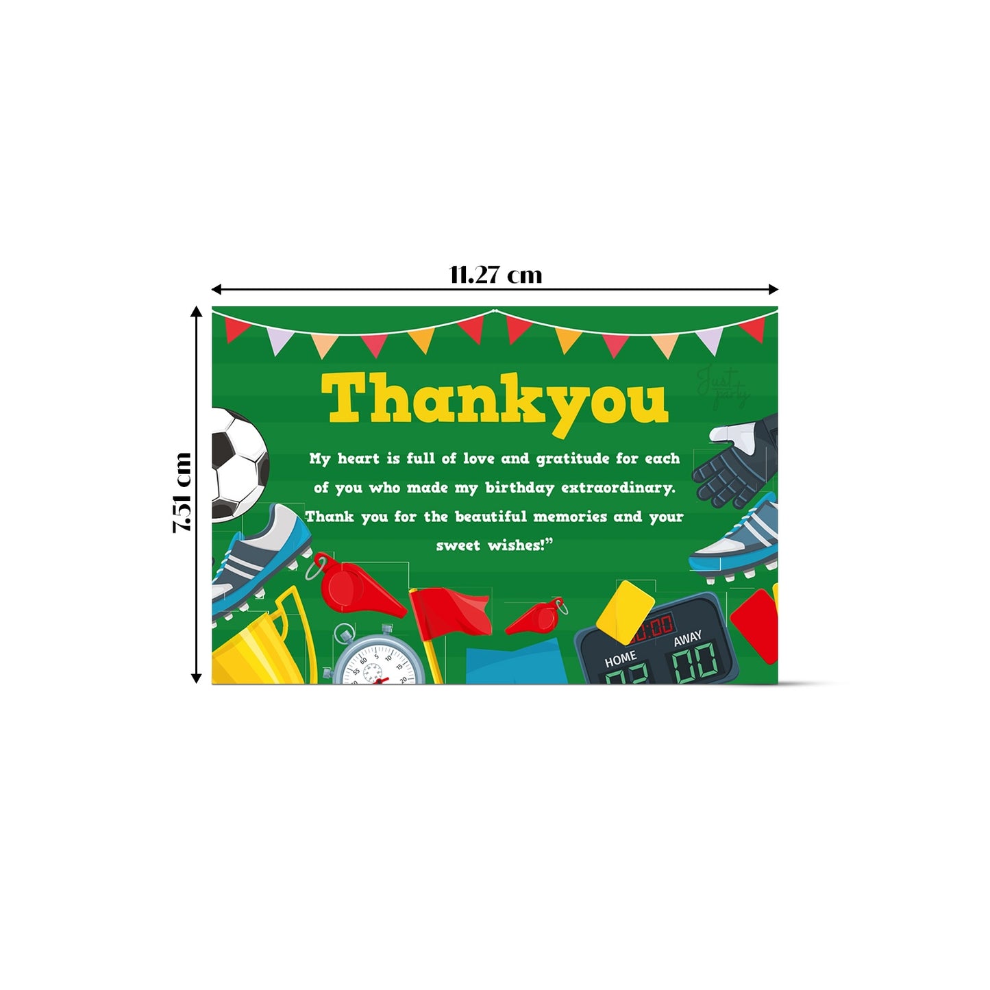 Just Party Football Theme Thank You Cards for Return Gift (Pack of 10)