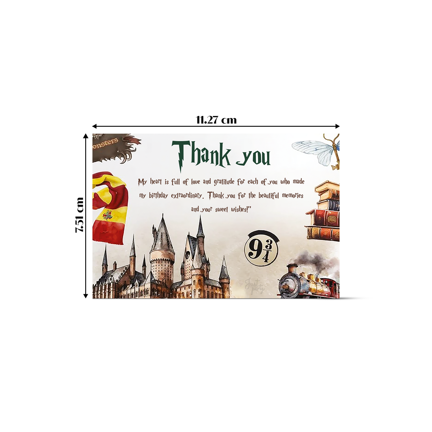 Just Party Wizard Theme Thank You Cards for Return Gift (Pack of 10)