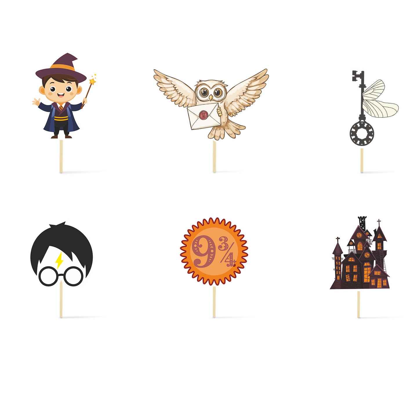 Just Party Wizard Theme Cake Topper & Photo Props / Muffin Toppers