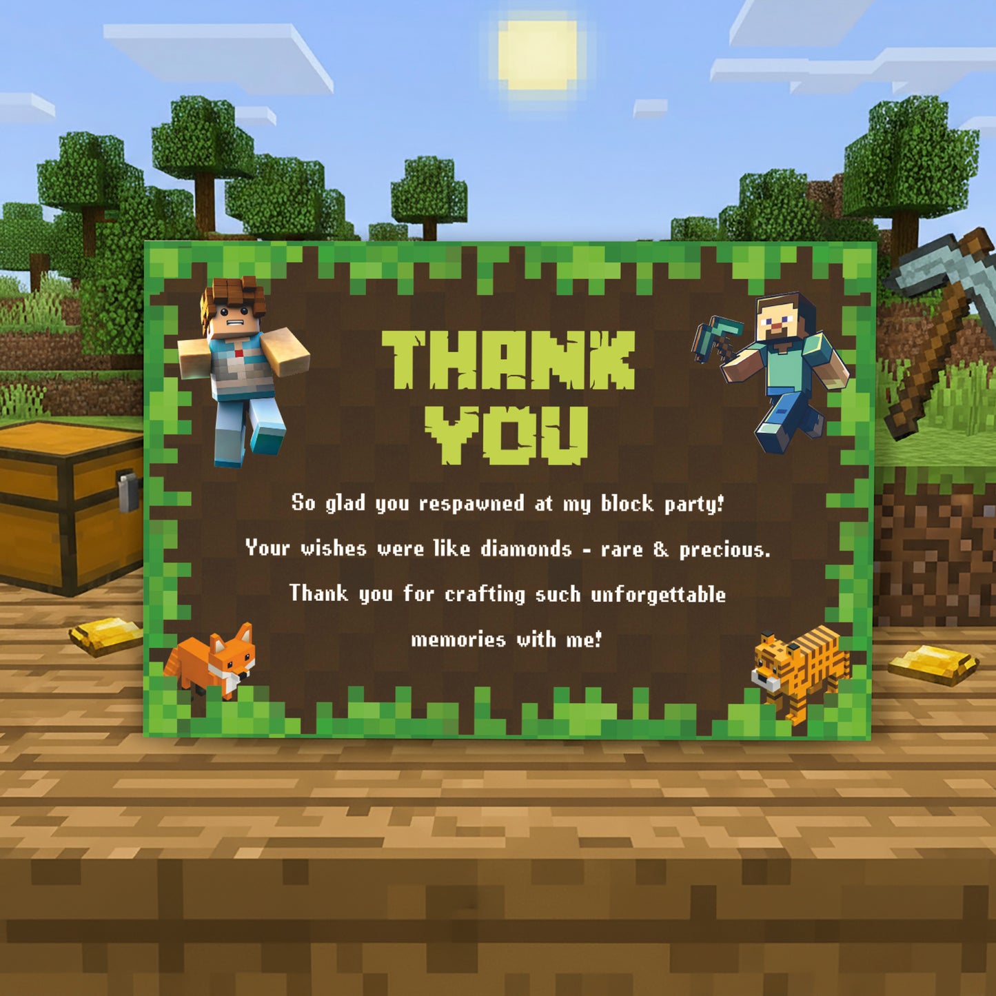 Just Party Mining Theme Thank You Cards for Return Gift (Pack of 10)