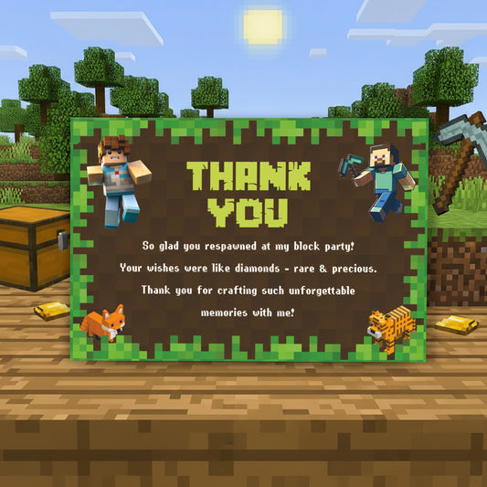 Just Party Mining Theme Thank You Cards for Return Gift (Pack of 10)