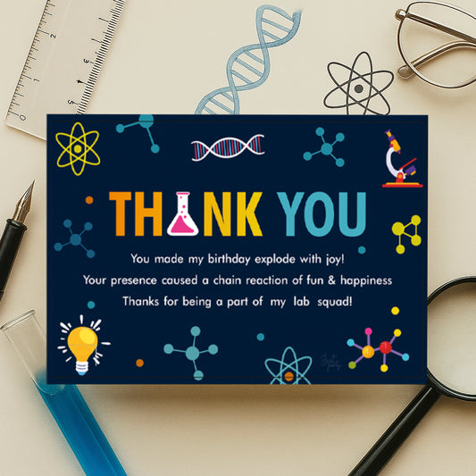 Just Party Science Theme Thank You Cards for Return Gift (Pack of 10)