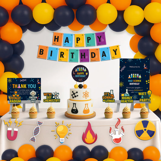 Just Party Science Theme Party Decoration - 99 pcs Happy Birthday Decoration Kit for Kids
