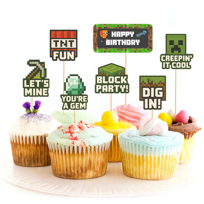 Just Party Mining Theme Cake Topper & Photo Props / Muffin Toppers