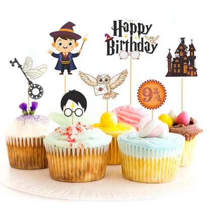 Just Party Wizard Theme Cake Topper & Photo Props / Muffin Toppers