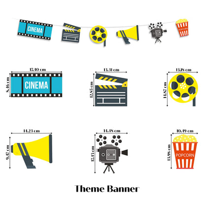Just Party Movie Night Theme Party Decoration - 37 pcs Happy Birthday Decoration Kit for Kids