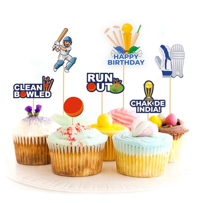 Just Party Cricket Theme Cake Topper & Photo Props / Muffin Toppers