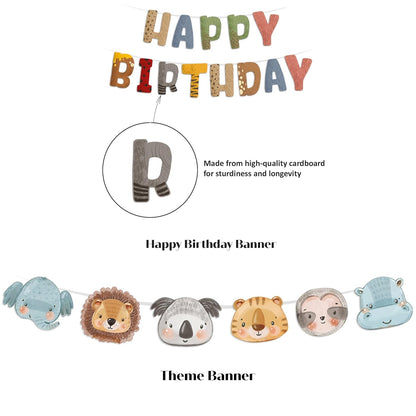 Just Party Jungle Theme Party Decoration - 37 pcs Happy Birthday Decoration Kit for Kids