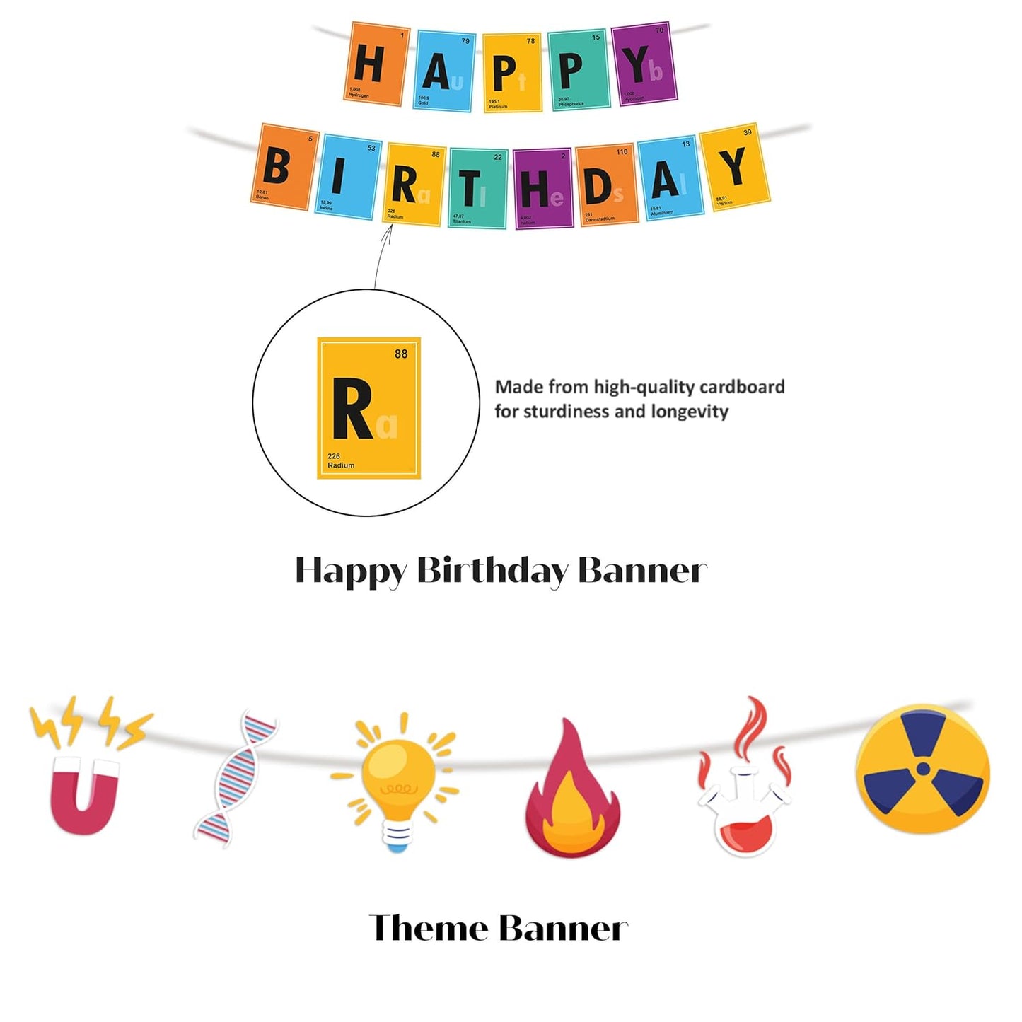 Just Party Science Theme Party Decoration - 37 pcs Happy Birthday Decoration Kit for Kids