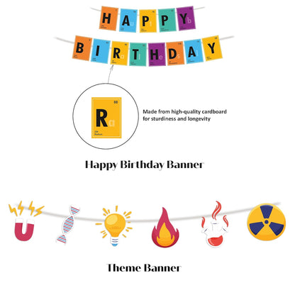 Just Party Science Theme Party Decoration - 37 pcs Happy Birthday Decoration Kit for Kids