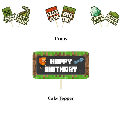 Just Party Mining Theme Party Decoration - 37 pcs Happy Birthday Decoration Kit for Kids