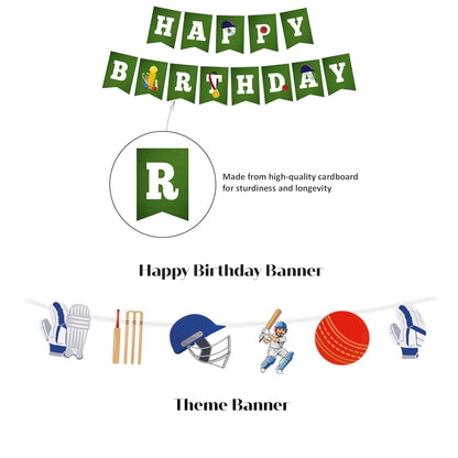 Just Party Cricket Theme Party Decoration - 37 pcs Happy Birthday Decoration Kit for Kids