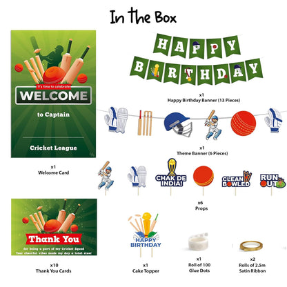 Just Party Cricket Theme Party Decoration - 37 pcs Happy Birthday Decoration Kit for Kids