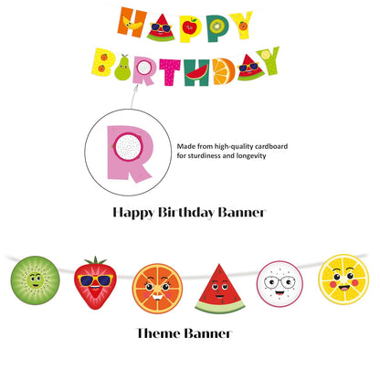 Just Party Fruits Theme Party Decoration - 37 pcs Happy Birthday Decoration Kit for Kids