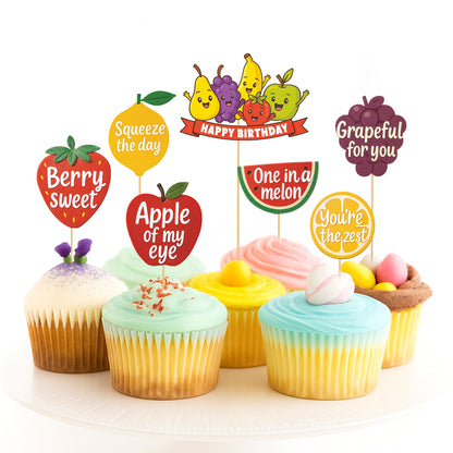 Just Party Fruits Theme Cake Topper & Photo Props / Muffin Toppers