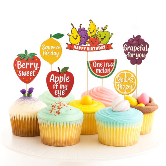 Just Party Fruits Theme Cake Topper & Photo Props / Muffin Toppers