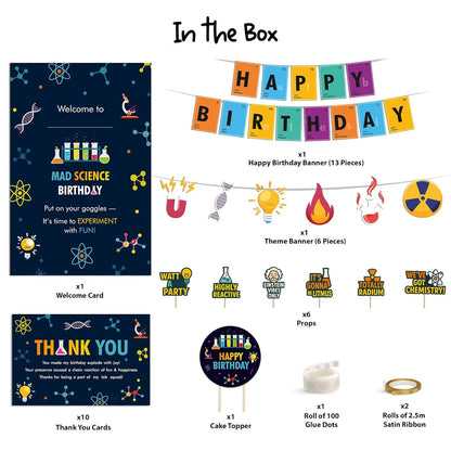 Just Party Science Theme Party Decoration - 37 pcs Happy Birthday Decoration Kit for Kids