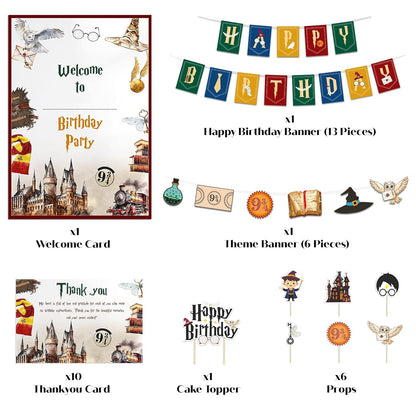 Just Party Wizard Theme Party Decoration - 37 pcs Happy Birthday Decoration Kit for Kids