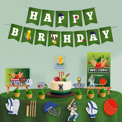 Just Party Cricket Theme Party Decoration - 37 pcs Happy Birthday Decoration Kit for Kids