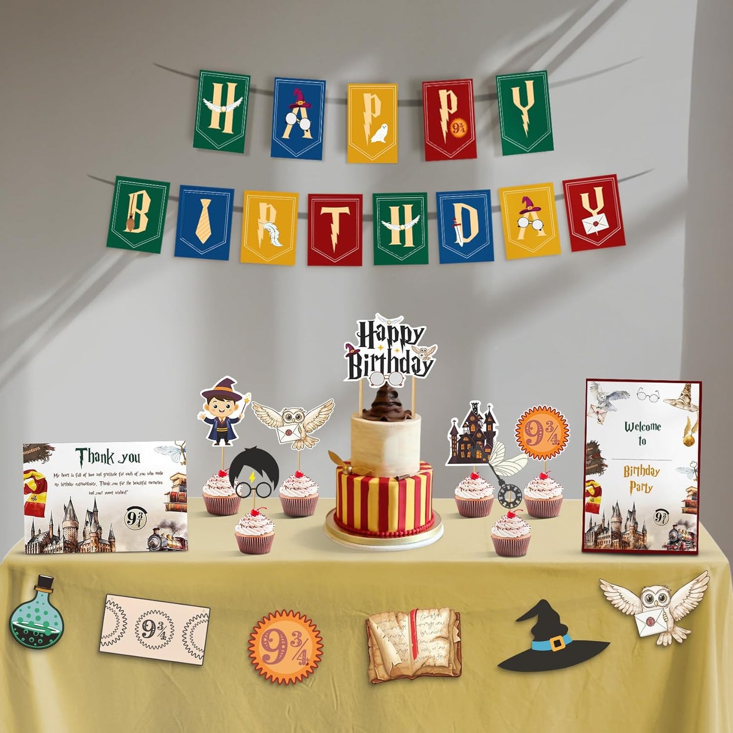 Just Party Wizard Theme Party Decoration - 37 pcs Happy Birthday Decoration Kit for Kids