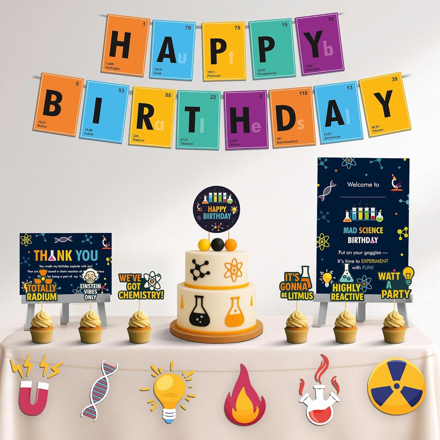 Just Party Science Theme Party Decoration - 37 pcs Happy Birthday Decoration Kit for Kids