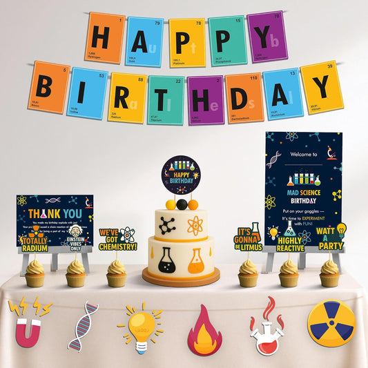 Just Party Science Theme Party Decoration - 37 pcs Happy Birthday Decoration Kit for Kids