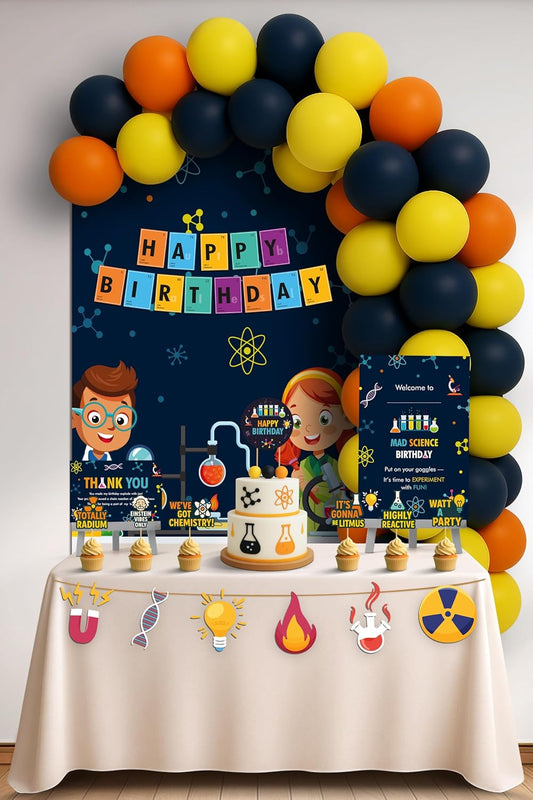 Just Party Science Theme Party Decoration - 100 pcs Happy Birthday Decoration Kit for Kids