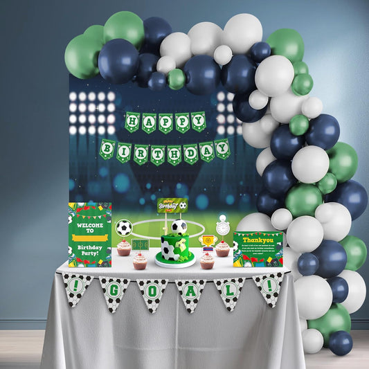 Just Party Football Theme Party Decoration - 100 pcs Happy Birthday Decoration Kit for Kids