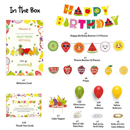 Just Party Fruits Theme Party Decoration - 99 pcs Happy Birthday Decoration Kit for Kids