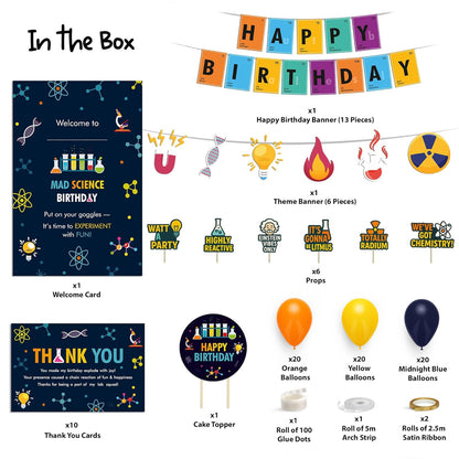 Just Party Science Theme Party Decoration - 99 pcs Happy Birthday Decoration Kit for Kids