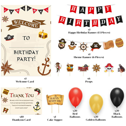 Just Party Pirate Theme Party Decoration - 99 pcs Happy Birthday Decoration Kit for Kids